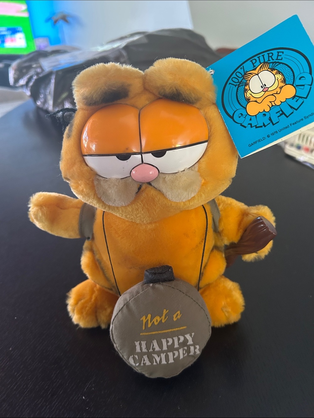 VINTAGE 1981 NWT Garfield 'Not a Happy Camper' Plush stuffie
